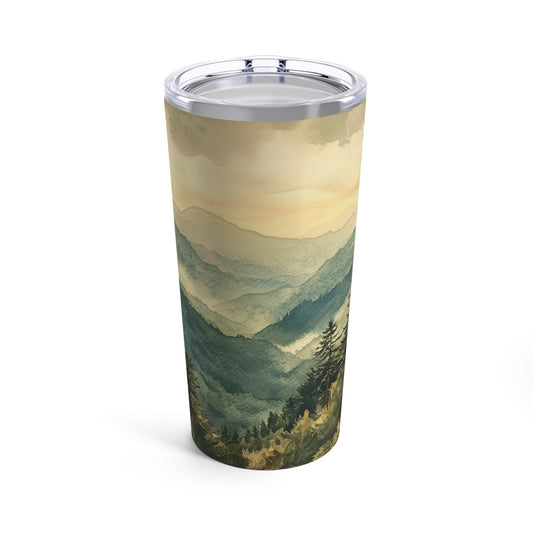 Tumbler - Vintage Watercolor Great Smokys Mountain National Park Tumbler, 20oz