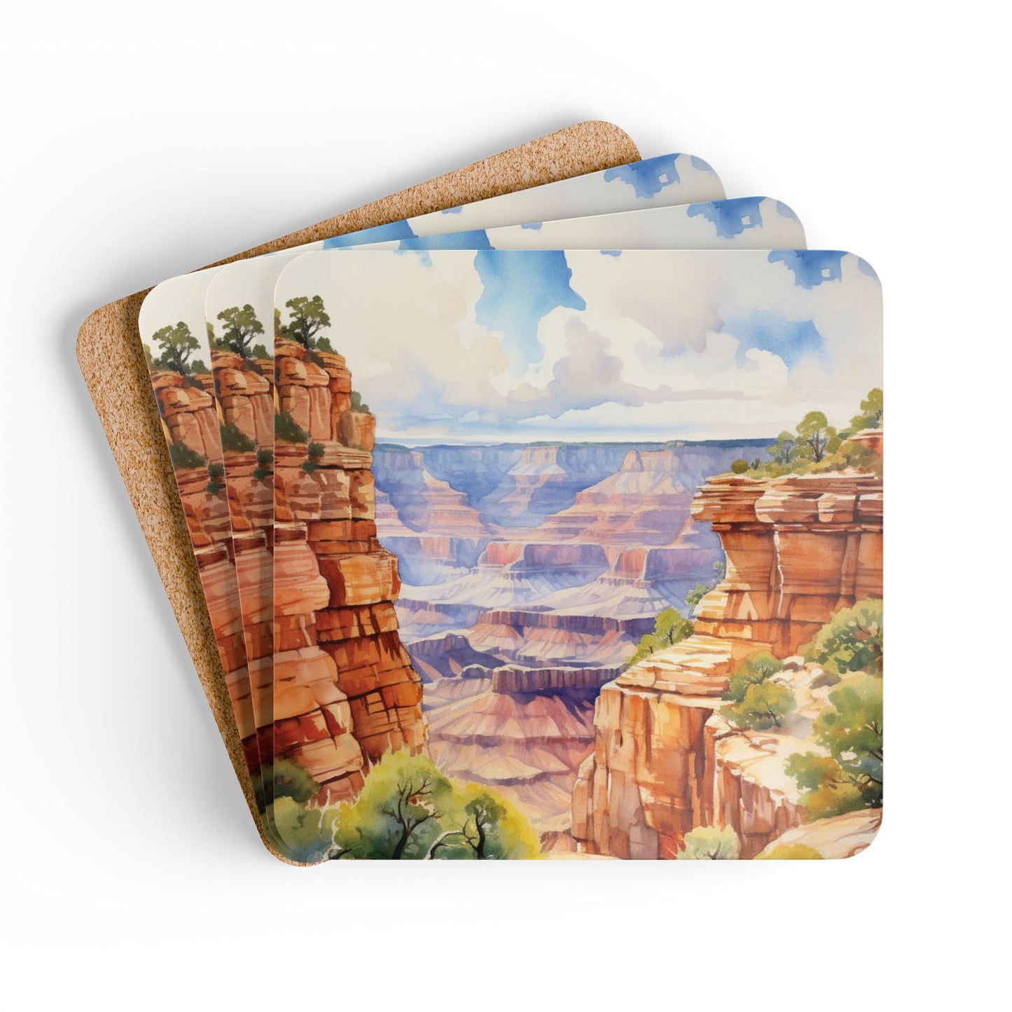 Coasters - Grand Canyon National Park Corkwood Coaster Set