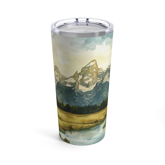 Tumbler - Vintage Watercolor Grand Teton National Park Tumbler, 20oz