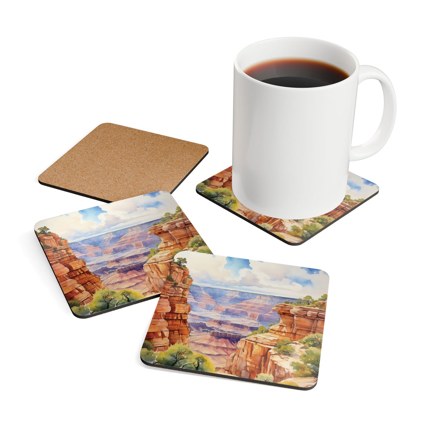 Coasters - Grand Canyon National Park Corkwood Coaster Set